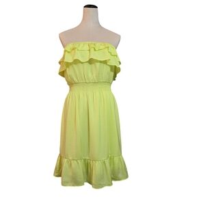 Yellow Ruffle Strapless Dress